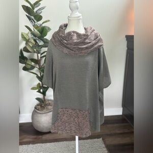 Mystree Gray and Pink Cowl Neck Sweater